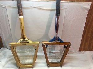 Vintage Slazenger Challenge 1 4-5/8 and Wilson american Tennis Racket with cages