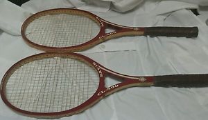 LOT OF 2 VTG TAD DAVIS CL-500 SPLIT THROAT WOOD TENNIS RACKET AWESOME CONDITION
