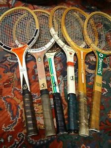 lot of 6 signature series wooden tennis raquets