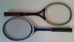Vintage 70's Yamaha Composite  Racquets Blue YCR 124 and Yellow YCR 134 Lot of 2