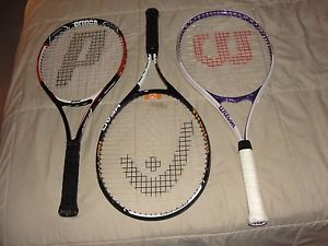 TENNIS RACKETS - LOT OF 3 - INCL: HEAD, PRINCE & WILSON - STRINGS INTACT - I37