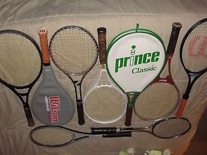 VINTAGE TENNIS RACKETS - LOT OF 9 - INCL: WILSON, PRINCE, HEAD, DUNLOP - LOT I36