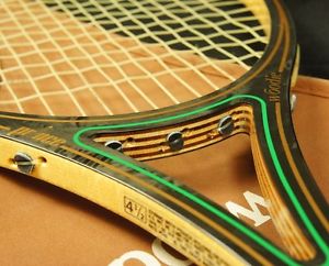 Vtg 1980 PRINCE Woodie TENNIS RACQUET - Wood/Graphite, Calfskin Leather Handle