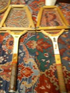 lot of two Bancroft wooden tennis raquets w presses