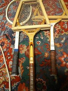lot of three wooden tennis raquets