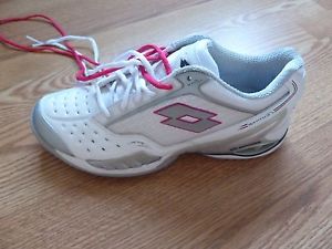 Lotto Raptor Ultra III women's tennis shoes size 10 sneakers white/silver/pink