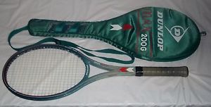 Vintage Dunlop Tennis Racket MAX 200G w/ Green Case Graphite Grafil Injection