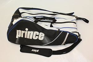 PRINCE Large Tennis Racket Bag - White/Black/Blue - Backpack Holder Case Strap 3