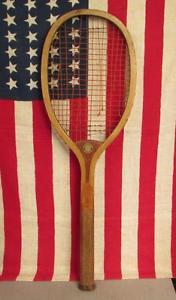 Vintage Spalding Antique Wood Greenwood Tennis Racquet early 1900s Great Display