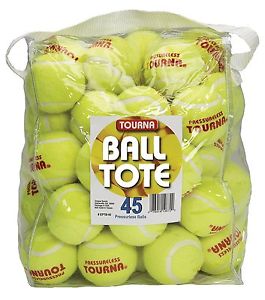Tourna Pressureless Tennis Balls with Vinyl Tote (45 Count)