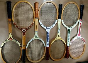 Lot of 7 Vintage Wood Wooden Tennis Rackets Wilson Davis Kingsway Slazenger