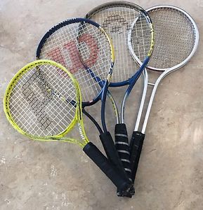 Lot Of 4 Tennis Racquets - Prince, Wilson, Head, Add In Kid To Adult