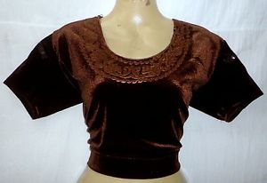 Dark Coffee Velvet Blouse Top Sports Blouse Top Saree 40" private party #AD1Y2