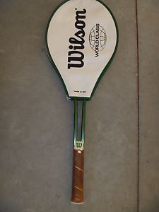 Vtg WILSON WORLD CLASS Metal Tennis Racket In Green Color w/ Original Cover