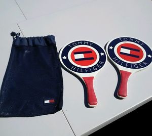 Vintage Tommy Hilfiger Paddle Set, Colorblock, Spellout + Flag, Carry Bag 90's