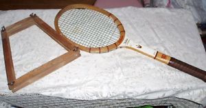NICE VINTAGE JACK KRAMER AUTOGRAPH WOOD TENNIS RACQUET WITH WOODEN HEAD COVER