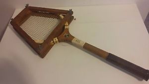 Vintage Old 1940s Wood Tennis Racket Racquet - Made in Jerusalem Palestine
