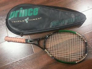PRINCE TRIPLE THREAT GRAPHITE MIDSIZE RACQUET 4 3/8 Strung NXT @60LBS w/ Cover