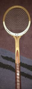Vintage Fred Perry Sig Laurel Wood Tennis Racquet 4 3/8 Made in Italy Cowhide