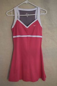 NIKE WOMEN'S DRI-FIT PINK WHITE TENNIS DRESS EUC Size M