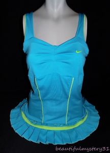 NIKE DRI-FIT SERENA WILLIAMS 2010 FRENCH OPEN TURQUOISE NEON TENNIS DRESS M 8-10