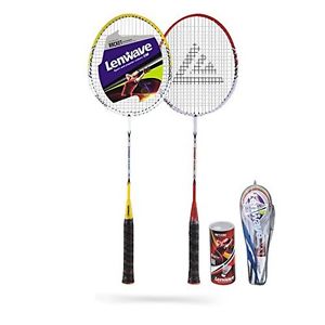 Lenwave Badminton Set Two Aluminum Shaft Badminton Racquet Badminton Racket Set