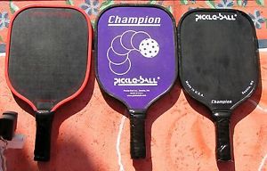LOT OF 3 CHAMPION GRAPHITE PICKELBALL PADDLES- USED