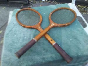 Matched Pair of Antique "National" Wright & Ditson Tennis Rackets