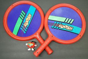 VTG 90s Lot / Set of 2 Koosh Ball Paddles Red Racquet Oddzon w/ Koosh Man Figure