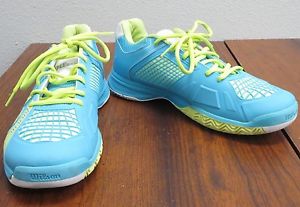 WILSON Womens Oceana Blue Cyber Green 2D-F.s Tennis Shoes - 9.5 WRS317910