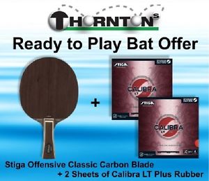 Raquette De Tennis Table: Stiga Offensive Classique Carbone Blade +2 feuilles