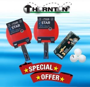 Raquette De Tennis Table Ensemble 2 x Stiga 2 étoile Vapour Raquettes + 3 Boules