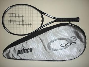PRINCE O3 SILVER OS 118 TENNIS RACQUET 4 1/2  27.75"   (NEW STRINGS)