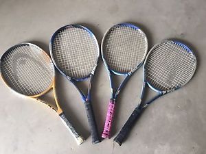 4 Tennis Rackets - 2 Prince Airdrive, 1 Prince Morph Beam,1 Head Liquid Metal Jr