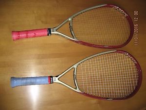 Two Asics 116 tennis racquets used once - grip 4 3/8