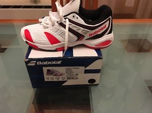 BABOLAT V- PRO 2 JUNIOR TENNIS Shoes SIZE3 WHITE/RED , NEW