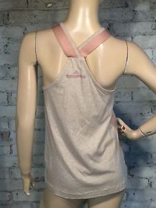 New ADIDAS STELLA MCCARTNEY SZ S SMALL TANK TOP WORKOUT BEIGE PINK COTTON BLEND