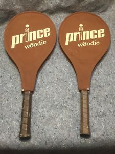 Lot Of 2 Vintage PRINCE WOODIE Graphite Tennis Racquet With Covers 4 1/8 4 3/4