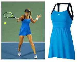 Nike Dri-Fit Set Point  Blue Tennis Dress Empire Waist Built in Bra Medium
