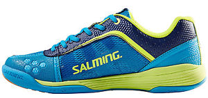 Salming Adder Men's Indoor Court Squash Shoes - Cyan/Yellow - Reg $200