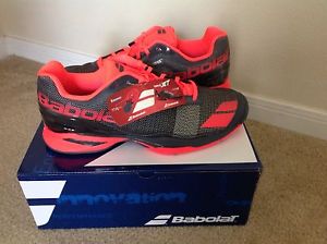 New BABOLAT Men`s Jet All Court Tennis Shoes Gray and Red, US 12.5, listed $130