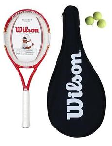 Wilson Federer Equipo Raqueta De Tenis + Funda Transporte + 3 Pelotas