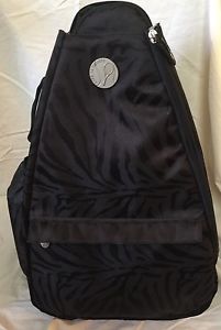 Life Is Tennis Bag Backpack Black Knight Zebra Embossed Fabric EUC Designer