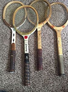 Vintage Lot 4 Wood Tennis Jack Kramer Pancho Gonzales Don Budge Ken-Wel