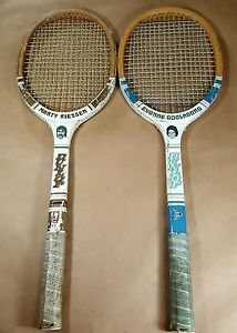 Vintage 70s Dunlop Wood Tennis Rackets Riessen & Goolagong Racquets 4 1/2 Grips