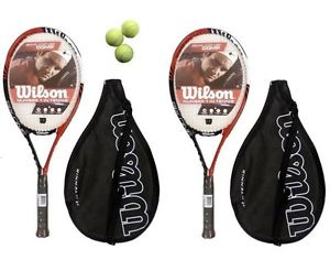2 x Wilson Tabla chocolate Uno Compuesta Raquetas De Tenis Plus Pelotas Tenis