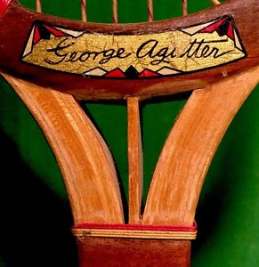RARE VINTAGE WILSON REINFORCED WEDGE GEORGE AGUTTER WOOD TENNIS RACKET PAT 1928
