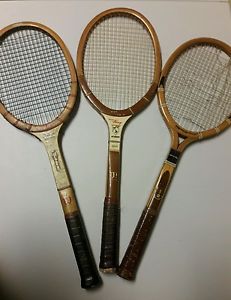 Vtg Wilson Wooden Tennis Racquets Billie Jean King Jack Kramer Wright & Ditson