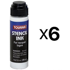 Tourna Racquet String Stencil Ink Tennis Racquetball 1.5Oz Black (6-Pack)