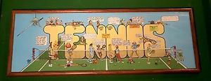 VINTAGE 1982 TENNIS COMIC STRIP 30"X11" FRAMED COMICAL HUMER by PETER